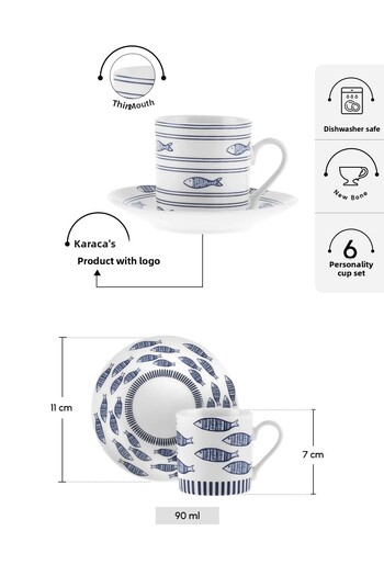 Karaca Akya 6 Person Coffee Cup 80 ml