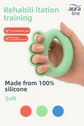 AURA LİNE Silicone Hand Wrist Finger Strengthening, Green Post Surgery Hand Stress Exercise Luxury Silicone