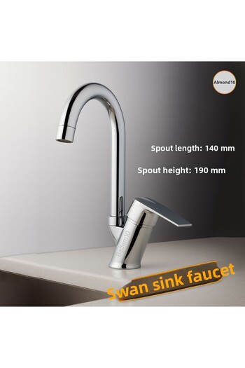 Badem10 Premium Hot Cold Adjustable Single Lever on Off Chrome Swan Sink Faucet Wall Mounted Fixture Modern