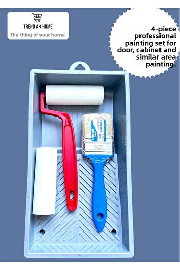 OSKAR FIRÇA 4-Piece Professional Painter Seet Door Cabinet and Similar Area Painting Brush Plastic Roller Replacement Roller Head