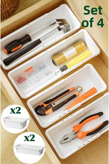 Bayev Flexi Set of 4 Expandable Drawer Organizer Organizer - Makeup Kitchen Jewelry Cabinet Organizer Set