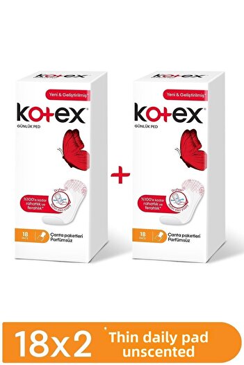 Kotex Thin Daily Pad Perfume-Free Set of 18 2