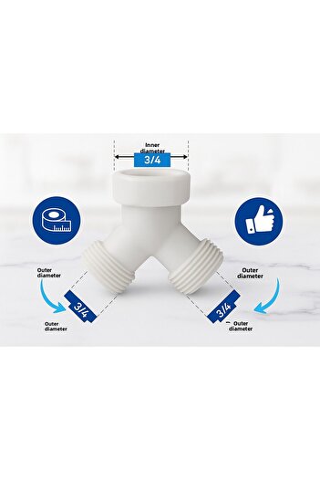 DESIPHON Plastic Y Fork Connecting Apparatus + Gasket |   3/4 Inch Water Distributor for Washing Machine Faucet