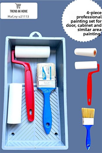 OSKAR FIRÇA 4-Piece Professional Painter Seet Door Cabinet and Similar Area Painting Brush Plastic Roller Replacement Roller Head