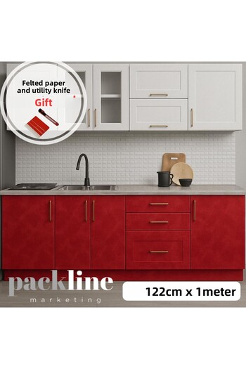 Packline Marketing Decorative Textured Self Adhesive Covering Foil Red 122cm X 1Meter