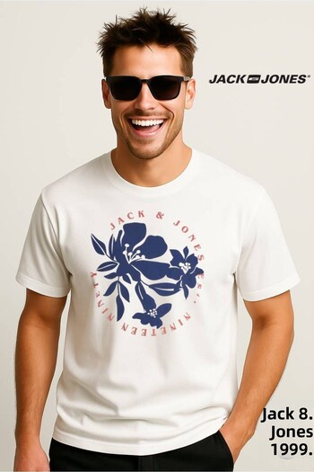 Jack & Jones J&J Jjdown Men's Logo Printed T-Shirt White A2222