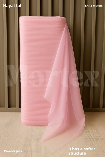 Mortex Powder Pink Dream Tulle 100X300 cm | Engagement, Henna, Wedding, Bundle, Door and Party Decoration Fabric