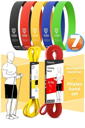 Telvesse 7-Piece Mega Set 5+15 kg + 5-Piece Pilates Resistance Band Pilates Rubber Loop Band Mix Tone