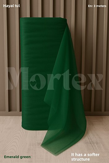 Mortex Emerald Green Dream Tulle 100X300 cm | Engagement, Henna, Wedding, Bundle, Door and Party Decoration Fabric