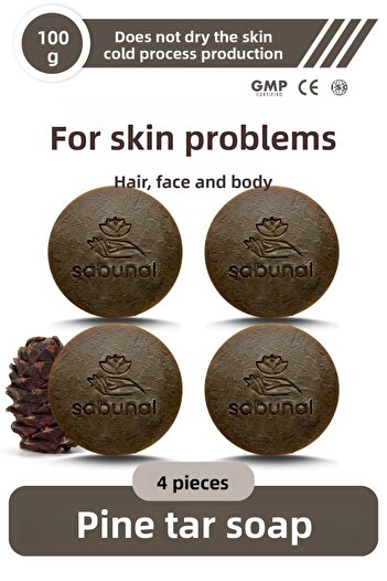 sabunal Pine Tar Soap 4 Pieces - Natural Care Soap for Sensitive Skin