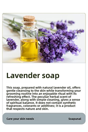 sabunal Lavender Soap - Natural Care Soap with Refreshing Effect 100 Gr