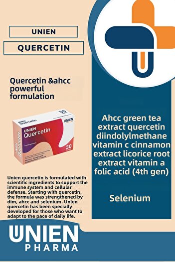 UNIEN Pharma Unien Quercetin/Ahcc, Dietary Supplement Containing Indole-3-Methan, Quercetin, Folic Acid and Selenium.