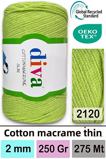 Diva İplik Diva Cotton Macrame Thin 2120 Pistachio Green
