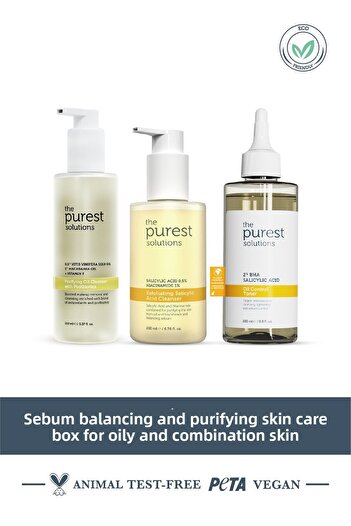 The Purest Solutions Purifying and Sebum Balancing Skin Care Set for Oily and Combination Skin