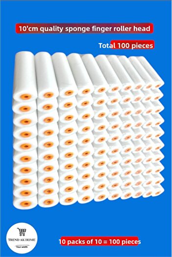 OSKAR FIRÇA 10'Cm Quality Sponge Finger Roller Replacement Head (100 Pieces)