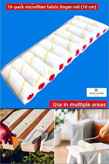 OSKAR FIRÇA 10-Pack Microfiber Fabric Finger Roller Replacement Head (10 cm)