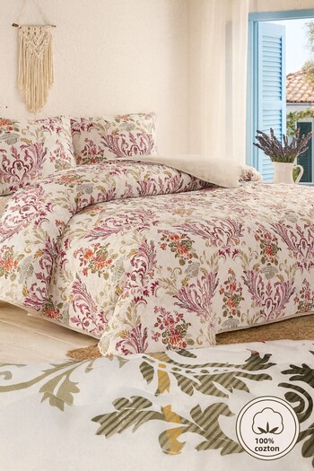 Evimcim 100% Cotton Double Duvet Cover Set Flower Pattern Cream Floor Luxury Box