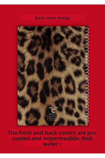 merccuri crafts Leopard Pattern A4 Spiral School Notebook 50 Sheets Set of 2 Lined/Check Pvc Cover