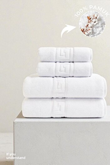 Anılsan Set de 4 prosoape grecești 100% bumbac - 2 prosoape de mână 50x90 și 2 prosoape de baie 70x140