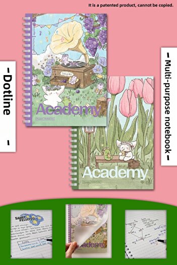 Copyrite Set de caiete Academy din 2 piese |   Dotted Stripes |   70 de coli |   Set de caiete multifuncționale