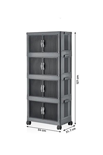 FORSACE 4-Tier Portable Multi-Purpose Organizer with Lid - Stackable Kitchen and Pantry Cabinet