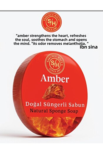 Sabuncu Hacı Amberli (Helps Repair Sunken and Strawberry Legs) Natural Sponge Soap 130-140 Gr