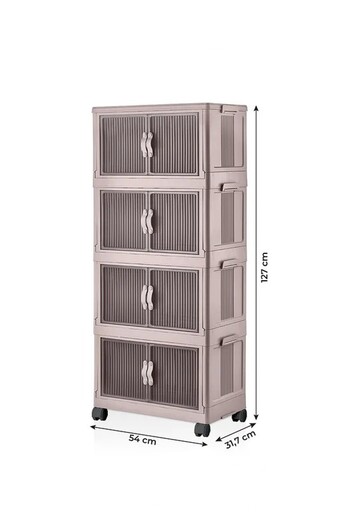 FORSACE 4-Tier Portable Multi-Purpose Organizer with Lid - Stackable Kitchen and Pantry Cabinet