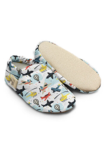 Kokopatik ,Non-Slip Sole,Organic Cotton Home Nursery Booties,Flying Vehicles Patterned Booties