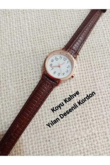 QUARTZ Minimal Vintage Women Wrist Watch Retro Dark Coffee Cord Bb0084