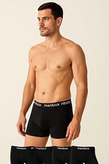 enmodaiçgiyim 10'lu Paket Siyah Erkek Boxer – Pamuklu Likralı, Rahat İç Giyim