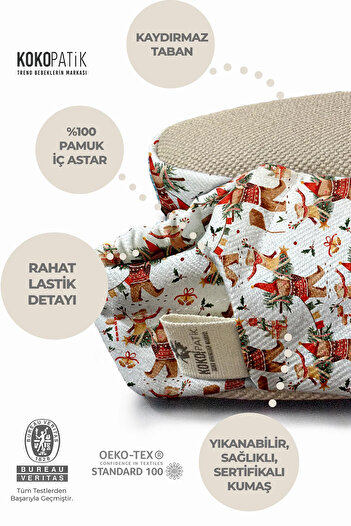 Kokopatik Christmas Bear Feast Organic Cotton Nursery-Home Shoes