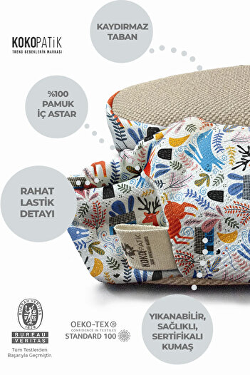 Kokopatik ,kaydırmaz Taban,organik Pamuklu Ev Kreş Patiği,harikalar Diyarı Desen Patik