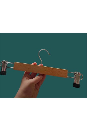 BALSA 10 Pieces - Clothes Hanger Wooden Hanger Skirt Hanger with Latch Fma451867
