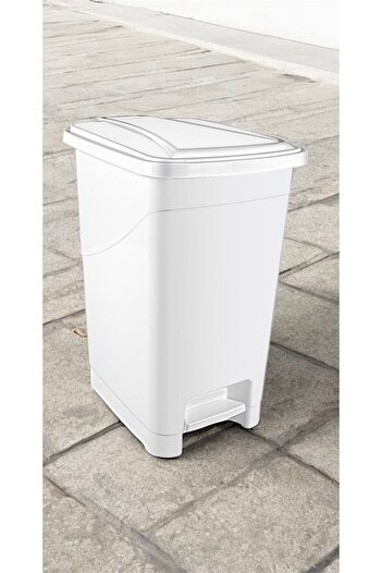 LeesHome Slim Pedal Trash Can: 25 Liter with Inner Bucket White