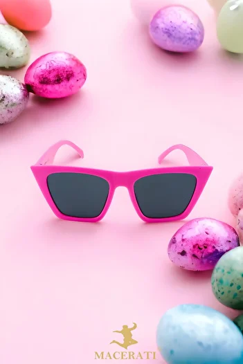 MACERATİ Cateye Unisex Pink Square Uv400 Kids Sunglasses