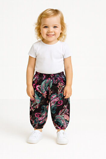 EruZan Girl's Elastic Viscose Patterned Shalwar