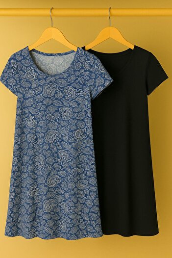 COTENCONCEPT 2 Pieces Draped Comfortable Fit Daily Combed Cotton Fabric Dress
