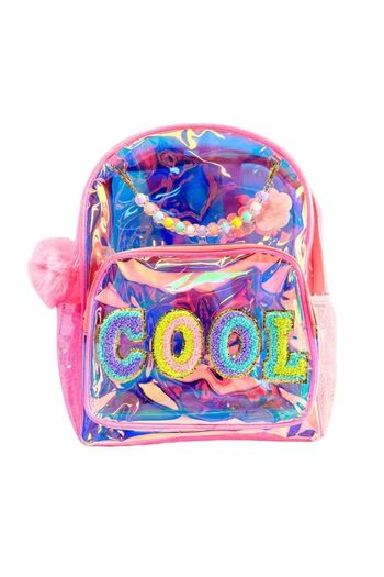 TOYFEST Transparent Pink Vest Embroidery Backpack
