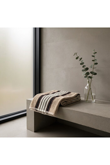 the duke Bath Towel 70 x 140 cm Brown/White Strips 100 % Luxury Cotton