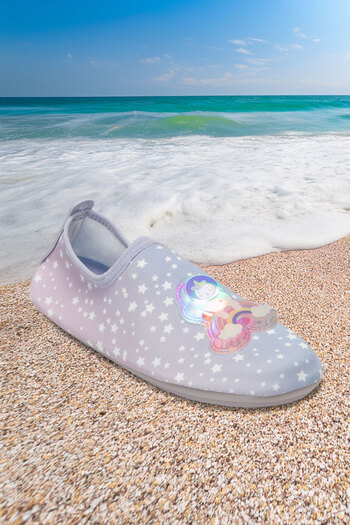 Peluche Lighted Rainbow Figured Non-Slip Sole Flexible Lightweight Durable Children's Pool Beach Sea Shoes