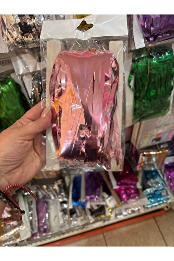 Deniz Party Store Metalize Fon Perde Duvar Perdesi Pembe Renk