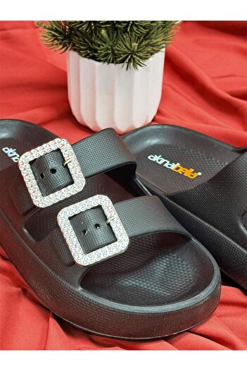 Akınal Bella Akinal Bella E282 Color Black Slippers Women's Double Buckle Daily Orthopedic Slippers