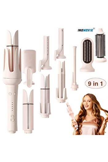 INOMEVIX Premium styling set with 9 interchangeable heads. Discover the complete solution for perfect styling