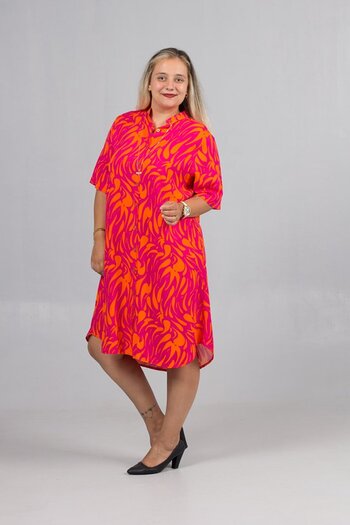 Truva XXL Women's Patterned Judge Collar Woven Viscose Shirt Dress – Comfortable and Stylish Design