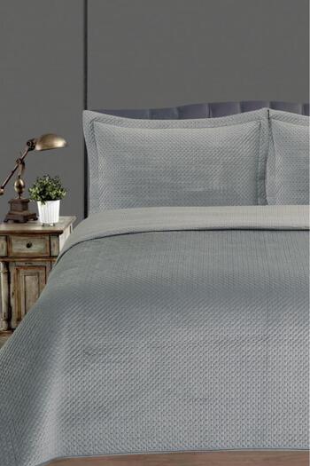 Bikaya Home Tuscany Double Luxury Velvet Bedspread Set (3 Pieces) - 240X260 cm