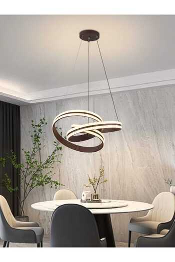 best power Modern LED Chandelier 6493 with 3 Lighting Modes, 80W, Adjustable Length (70 cm)