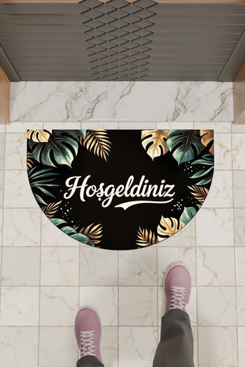 Dormot Modern Digital Doormat Green Gold Leaf Welcome Doormat