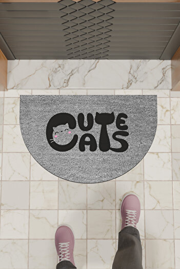 Dormot Modern Digital Mat Gray Cute Cats Mat - Doorstep Mat