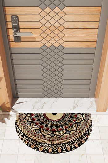 Dormot Modern Digital Welcome Mat Brown Mandala Pattern Mat - Front Door Mat