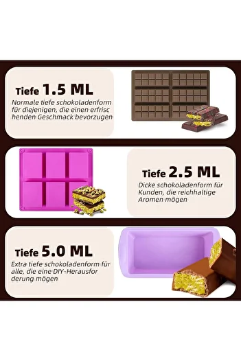 OEM Dubai Chocolate Silicone Mold, BPA Free, 6 Bars, 26 x 17cm (6 x 11.5cm x 4